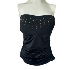 Jantzen Women's Padded Strapless Back Tie Embellished Jeweled Swimsuit Top 10